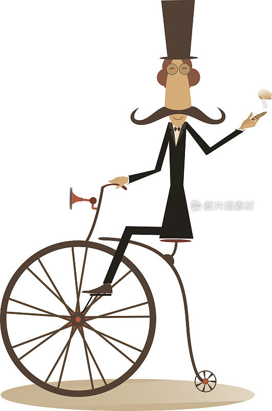 卡通人物骑自行车