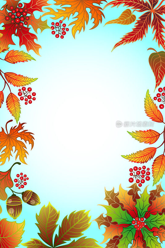 框架与秋天的树叶。