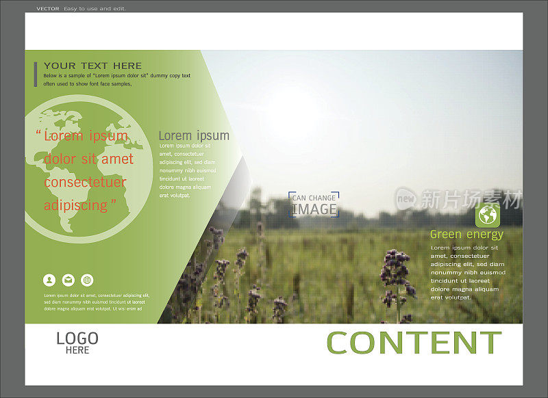 绿植封面页面模板的演示布局设计
