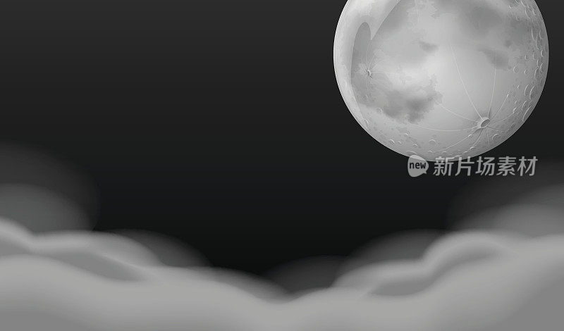 厚厚的云层上的满月