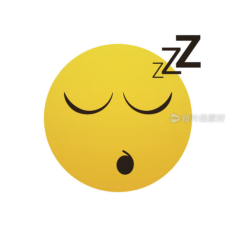 黄色微笑卡通脸睡觉的人情感图标