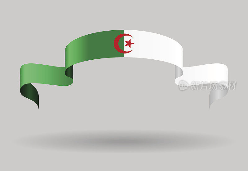 阿尔及利亚国旗背景。矢量插图。