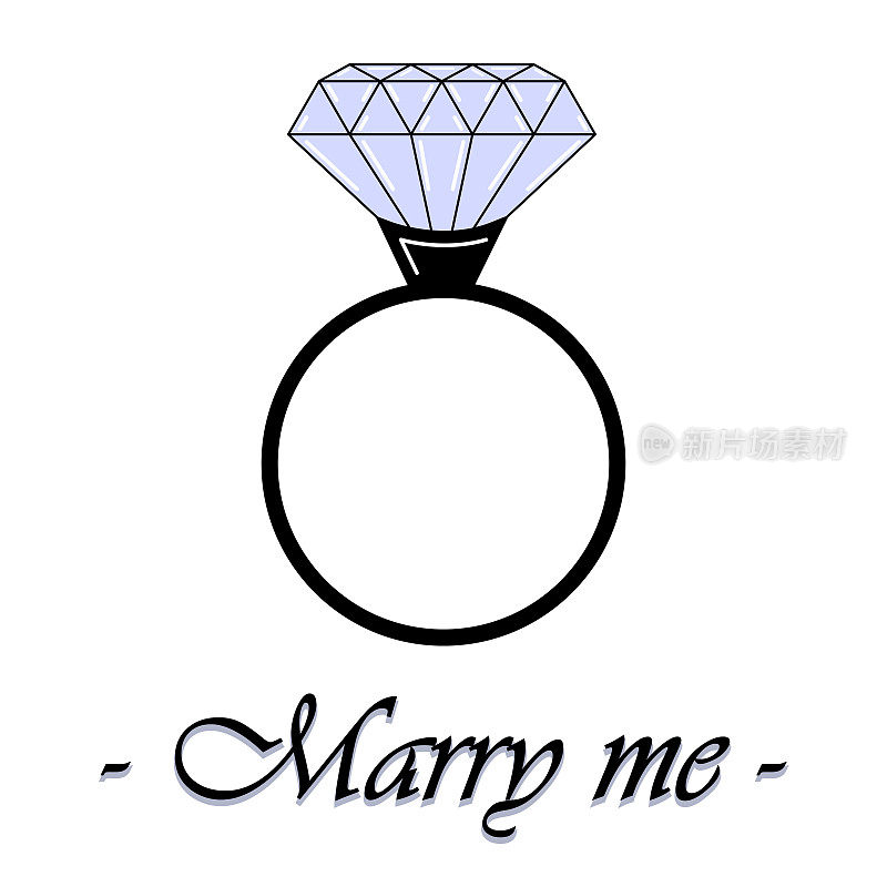 一个钻石戒指的插图。嫁给我。