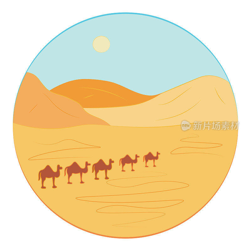 沙漠和骆驼队