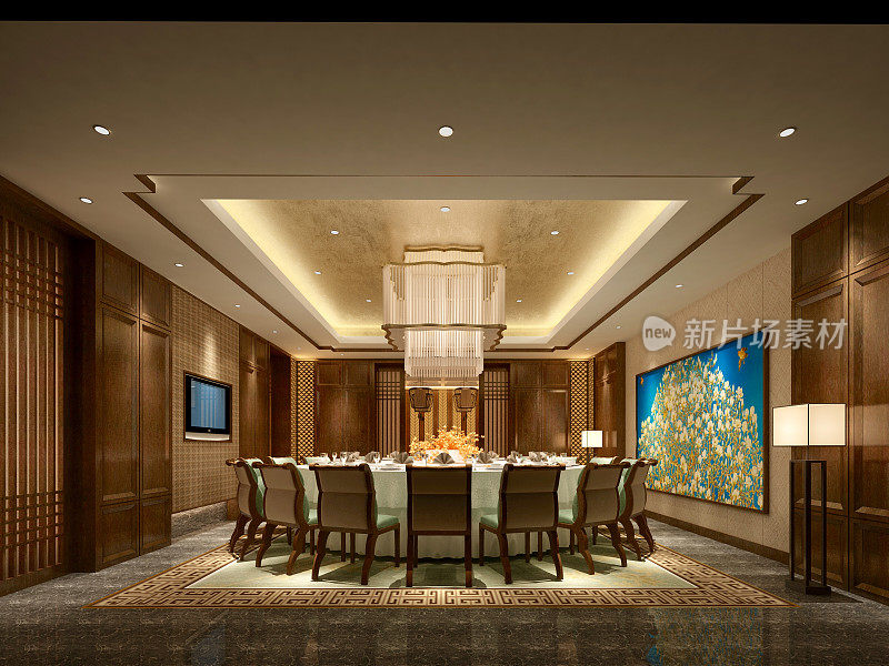会议室，餐厅的3D渲染。