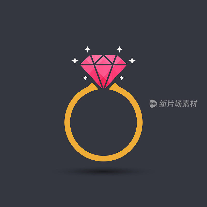 钻石订婚戒指图标，向量