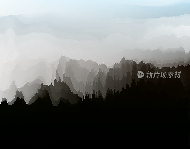 黑白中国山水景观海报矢量背景