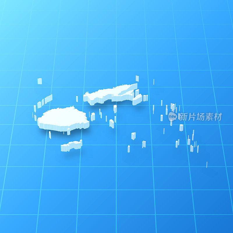 斐济3D地图上的蓝色背景