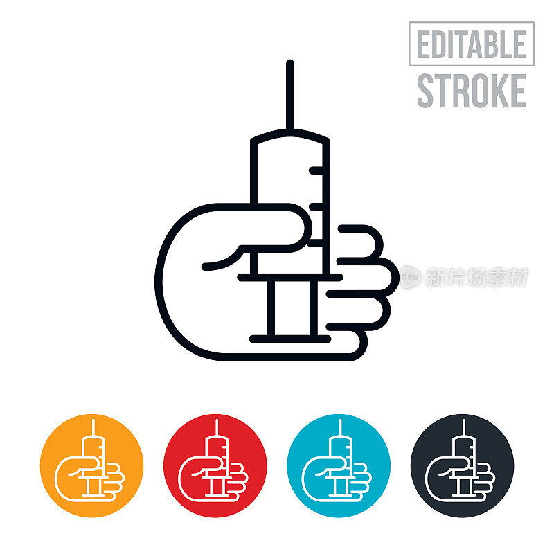 注射器细线图标-可编辑的描边