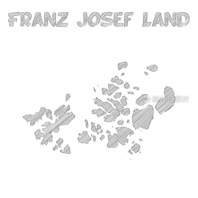 弗朗茨约瑟夫土地地图手绘在白色的背景