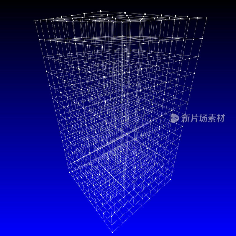 巨大的线框块形状。与视角。