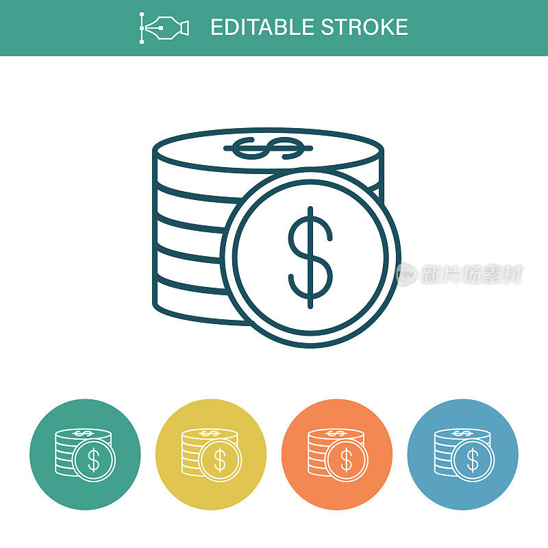 可编辑的笔触细线图标