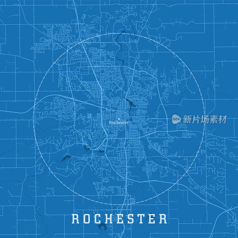 罗切斯特锰城市向量道路地图蓝色文本