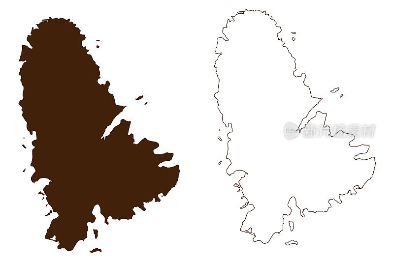 Raiatea岛(法国，法国共和国，太平洋，社会群岛群岛，法属波利尼西亚)地图矢量插图，涂鸦草图Raiatea地图