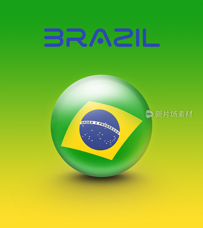 以国旗为色彩背景的巴西足球