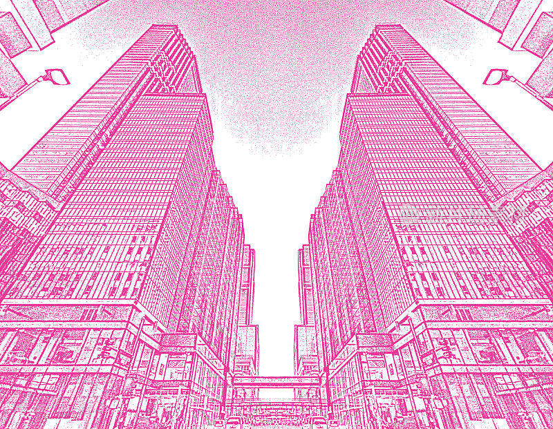 城市摩天大楼和街道