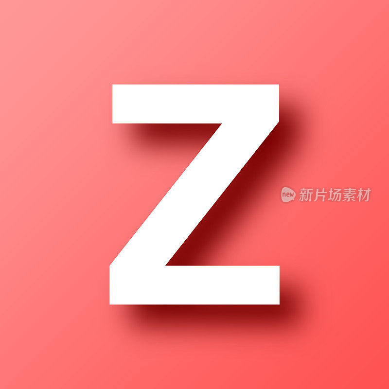 字母z图标在红色背景与阴影