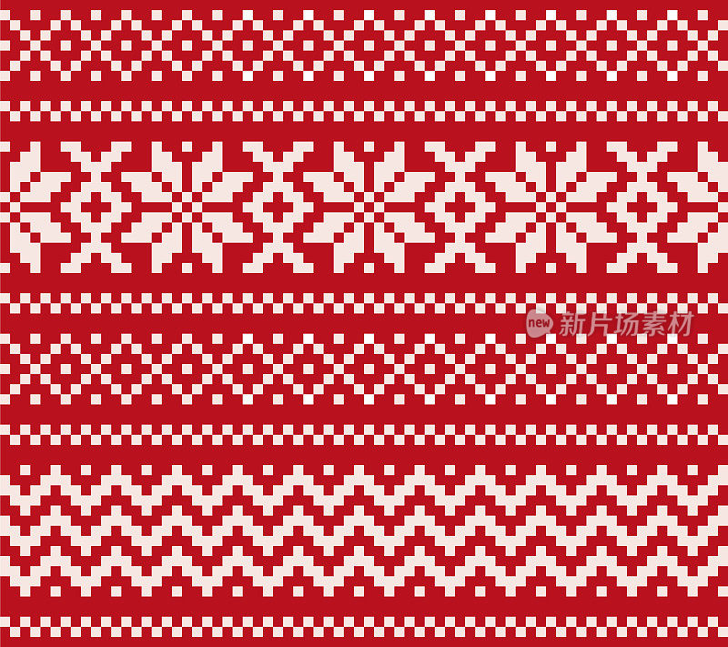 冬季针织羊毛毛衣图案与雪花和地方文字。