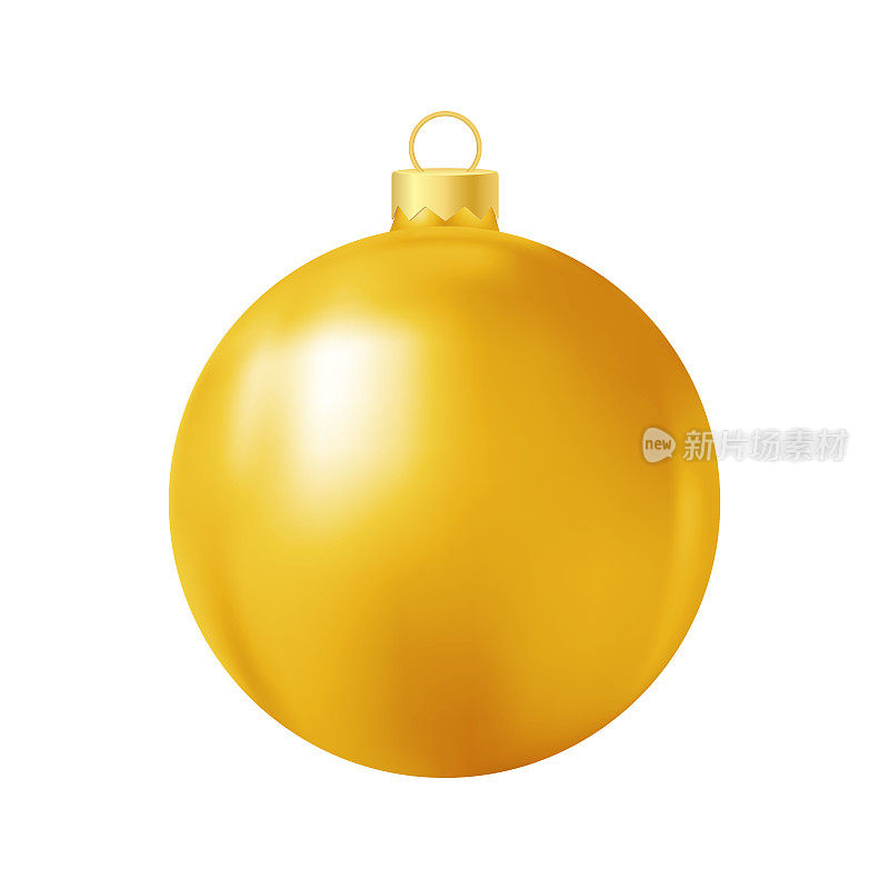 黄色圣诞树玩具逼真的彩色插画