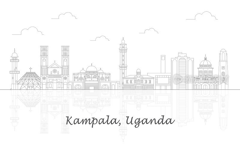 乌干达坎帕拉市的天际线全景