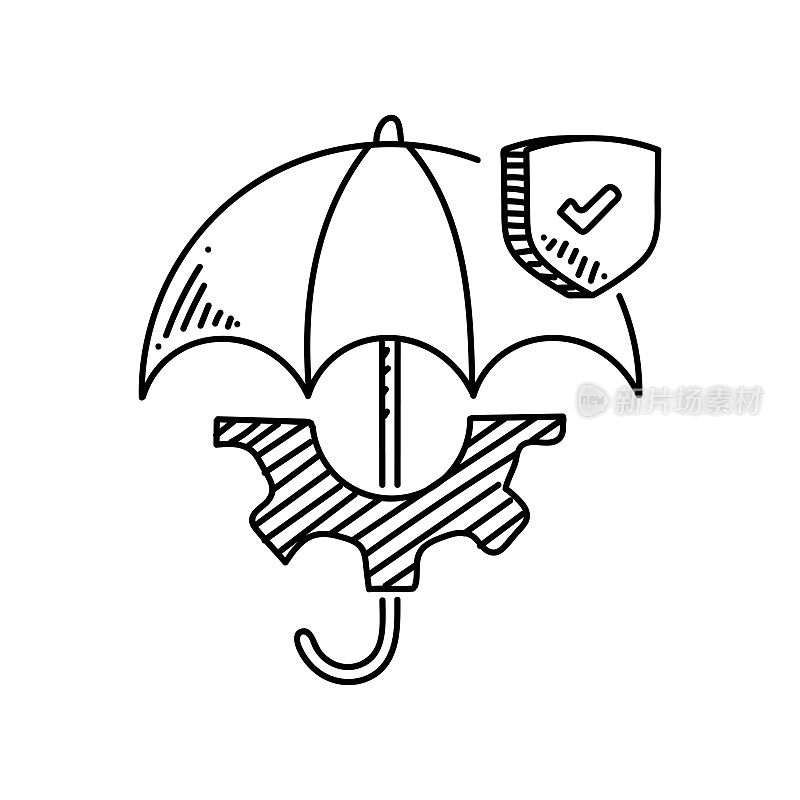 风险管理线图标,草图设计,像素完美,可编辑的笔画。