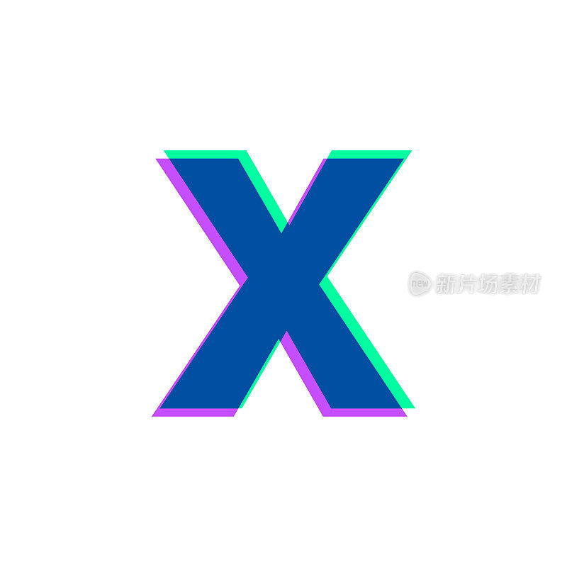 字母x.图标与两种颜色叠加在白色背景上