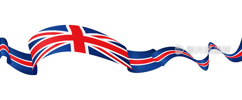 英国的旗帜-矢量挥舞丝带旗帜。隔离在白色背景上