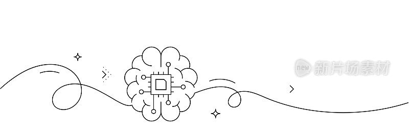 人工智能图标的连续线条绘制。手绘符号矢量插图。