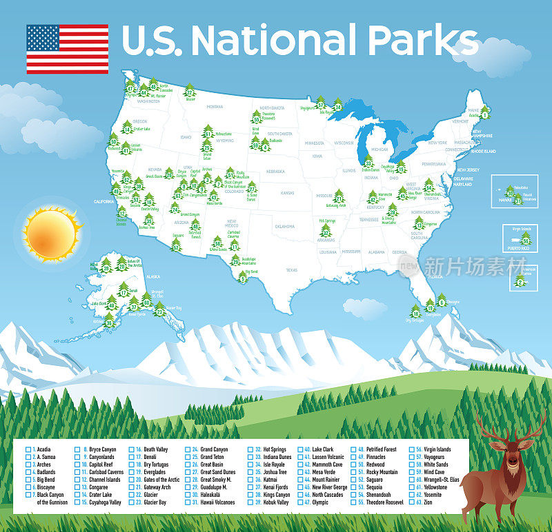 美国公园地图