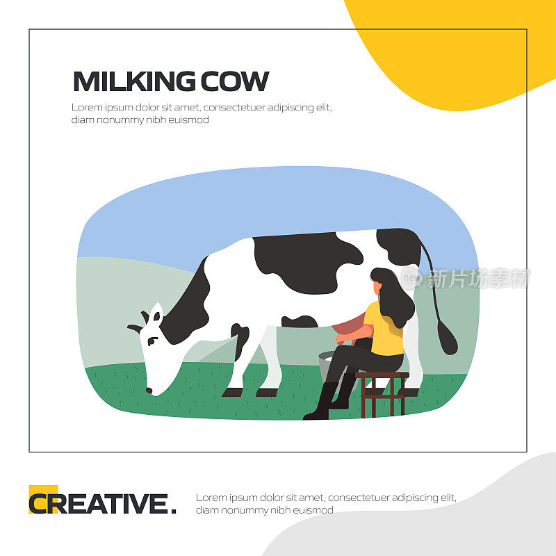 奶牛概念矢量插图网站横幅，广告和营销材料，在线广告，社交媒体营销等。