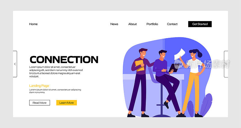 连接概念矢量插图登陆页面模板，网站横幅，广告和营销材料，在线广告，业务演示等。
