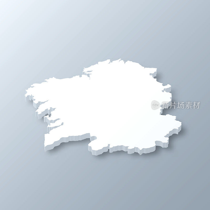 加利西亚三维地图的灰色背景