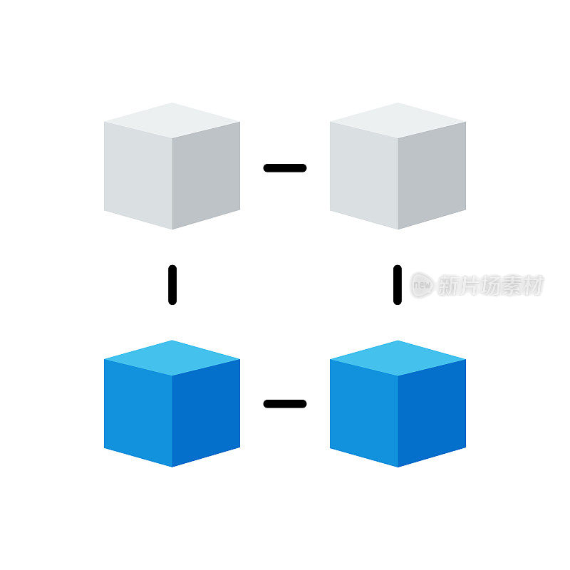 区块链平面图标。平面设计矢量插图