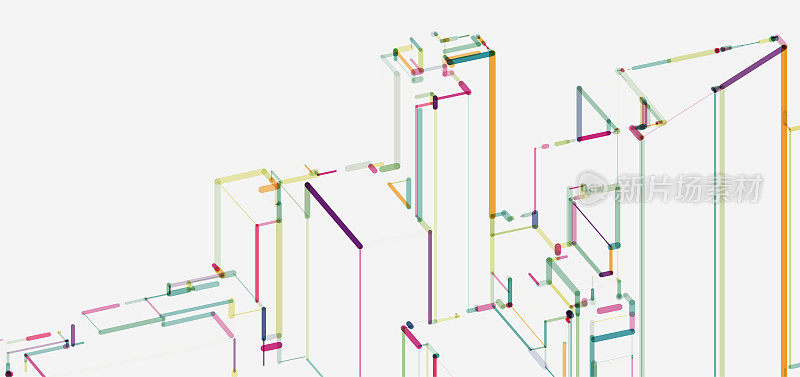 彩色城市建筑线条结构图案背景