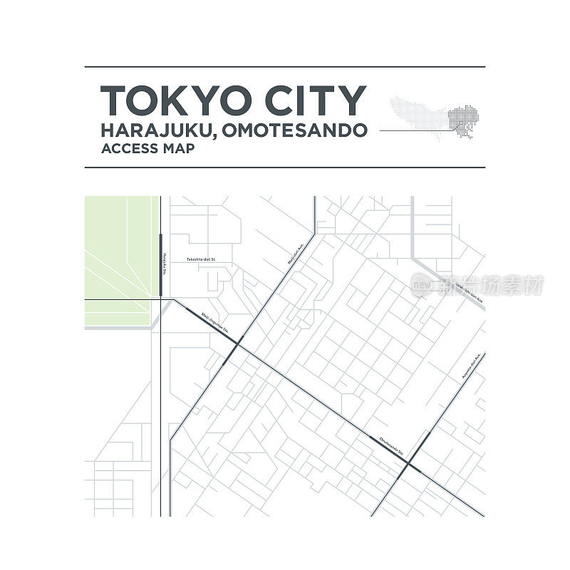 东京的一个简单的访问地图模板。