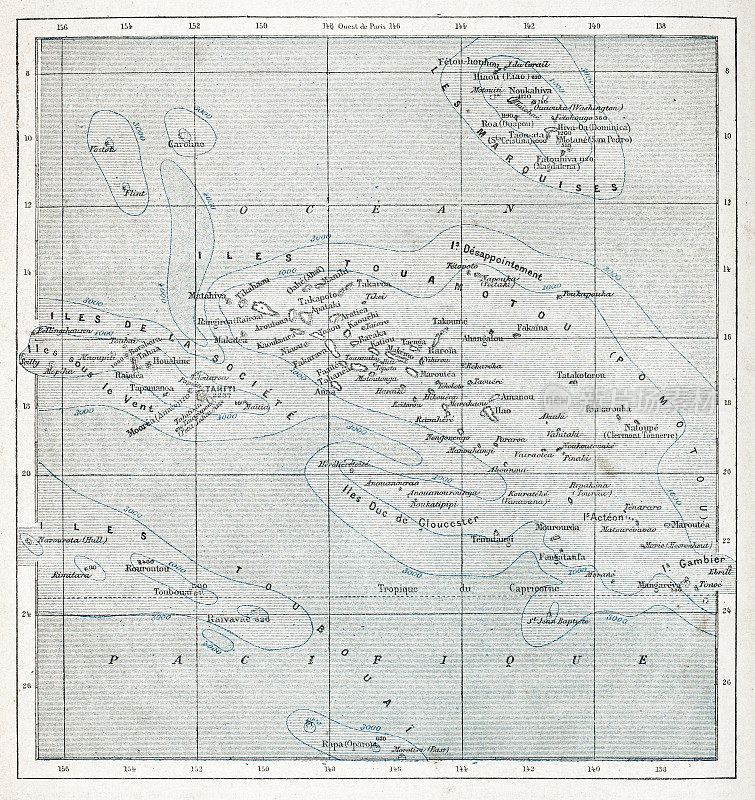 法属波利尼西亚的古法国地图