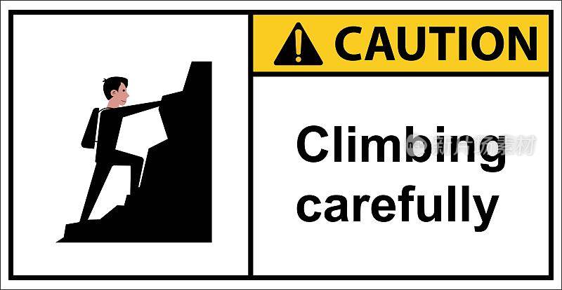 小心陡峭的斜坡和岩石。警告标志