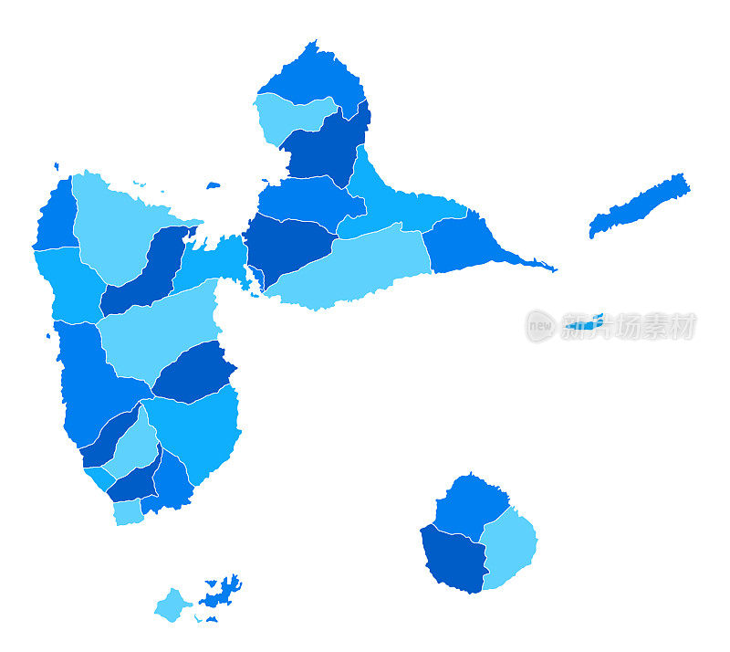 瓜德罗普高地详细蓝色地图与地区