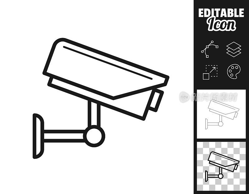 闭路电视-安全摄像头。图标设计。容易编辑