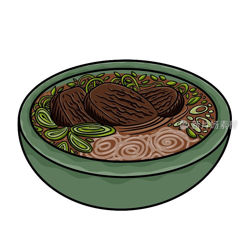 Haejangguk。传统的韩国汤是用牛骨头熬成的汤，加入了白菜、白萝卜、黄豆芽、葱和大豆酱等。