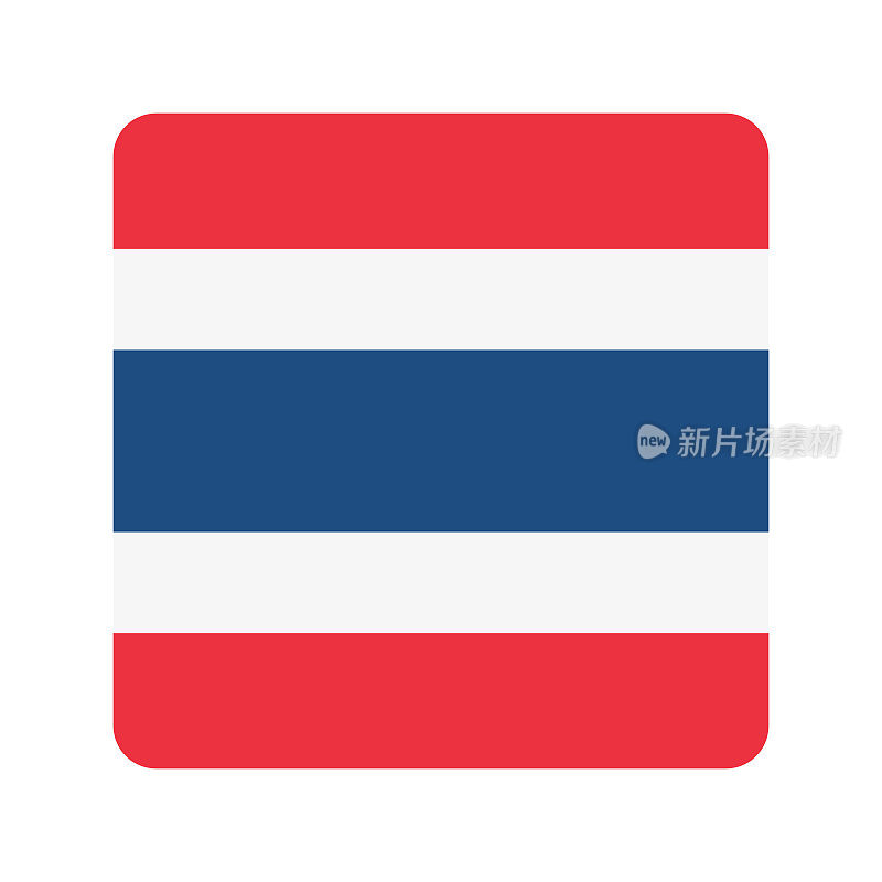 方形泰国国旗图标。泰国王国国旗。向量。