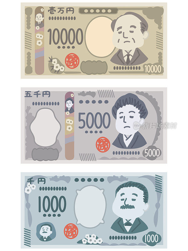 日本新纸币。1万日元的钞票。