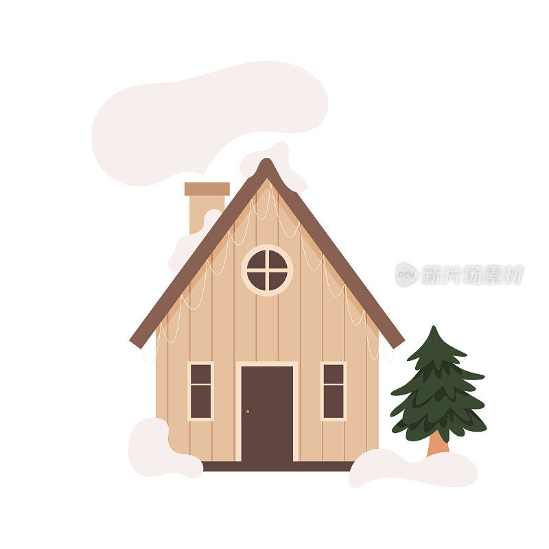 斯堪的纳维亚森林木质冬季小屋