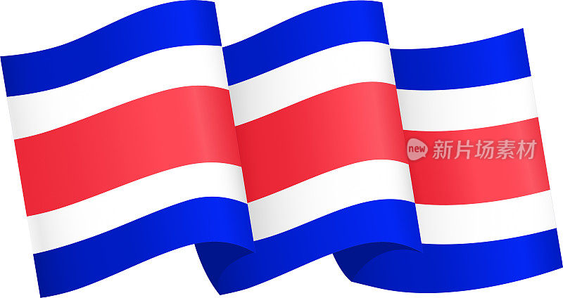 哥斯达黎加国旗波孤立的png或透明背景