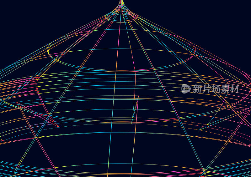 霓虹灯渐变三维转弯线结构技术图案背景