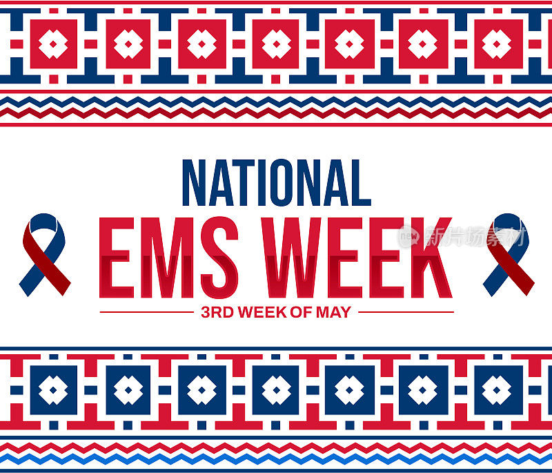 全国EMS周壁纸，爱国色彩，传统设计风格。紧急医疗服务周背景