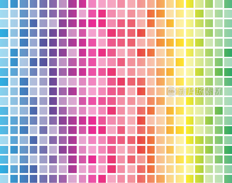 彩虹方块与白色网格背景