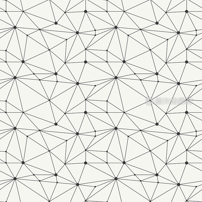 新潮的几何线条无缝图案有三角形、圆形。网状的网格。