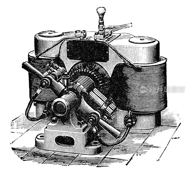 19世纪的古董发电机雕刻