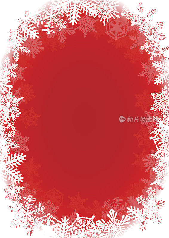 雪花框圣诞背景在红色